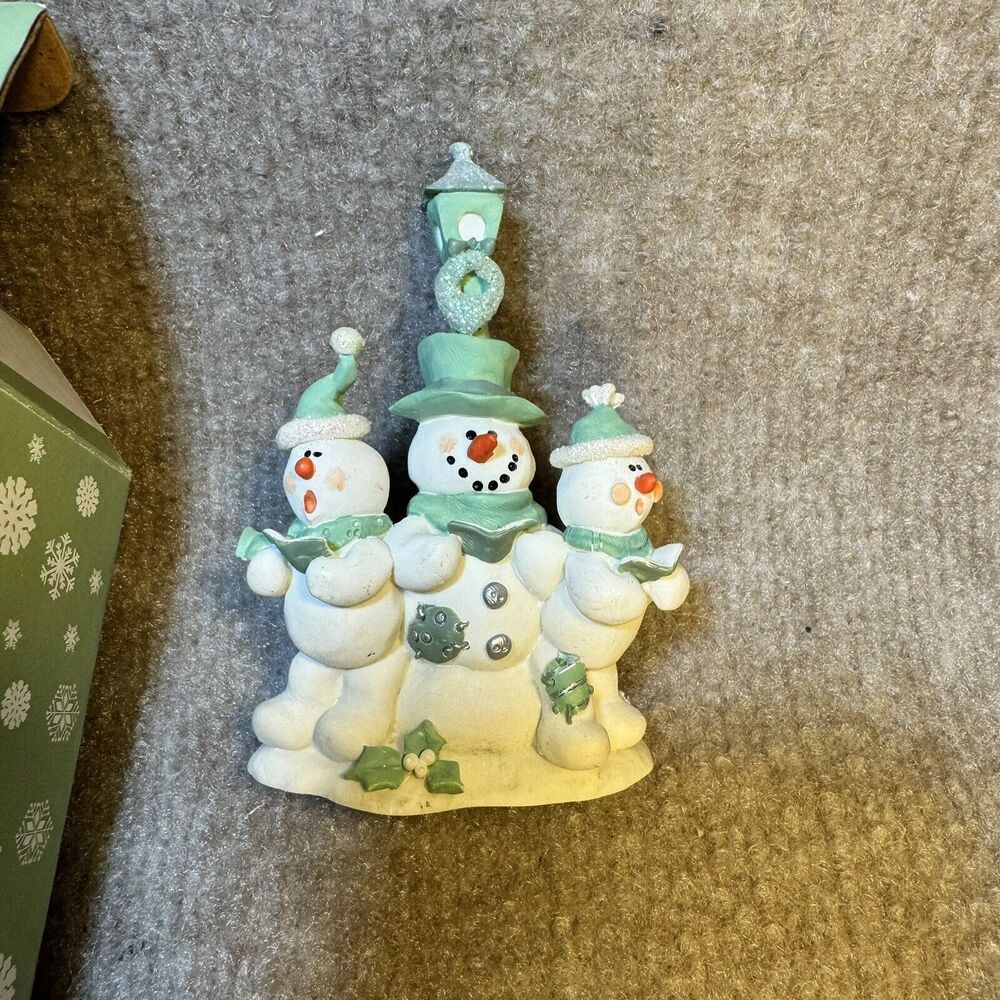 Vintage 2000 Sarah’s Attic Twinkle Mints Lampost Snowman Trio Christmas Figurine